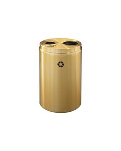 Glaro BW2032BE "RecyclePro 2" Receptacle with Two Round Openings - 33 Gallon Capacity - 20" Dia. x 31" H - Satin Brass