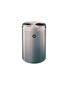 Glaro BW2032SA "RecyclePro 2" Receptacle with Two Round Openings - 33 Gallon Capacity - 20" Dia. x 31" H - Satin Aluminum