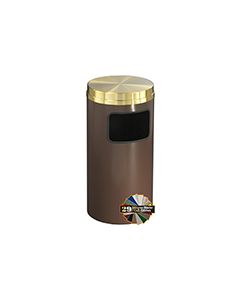 Glaro C1541 Mount Everest Flat Top Receptacle - 10 Gallon Capacity - 15" Dia. x 31" H - Satin Brass Cover