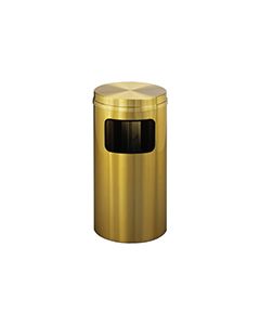 Glaro C1566BE Atlantis "All-Weather" Collection Flat Top Receptacle - 10 Gallon Capacity - 15" Dia. x 31" H - Satin Brass