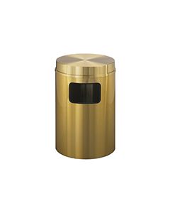 Glaro C2066BE Atlantis "All-Weather" Collection Flat Top Receptacle - 17 Gallon Capacity - 20" Dia. x 31" H - Satin Brass