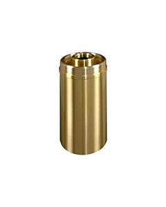 Glaro D1533BE Atlantis "All-Weather" Collection Donut Top Ash/Trash Receptacle - 16 Gallon Capacity - 15" Dia. x 33" H - Satin Brass