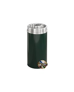 Glaro D1533 Mount Everest Donut Top Ash/Trash Receptacle - 16 Gallon Capacity - 15" Dia. x 33" H - Satin Aluminum Cover