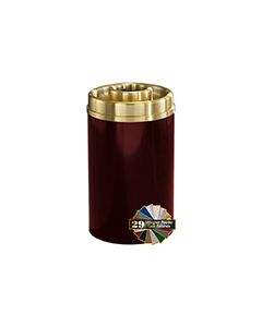 Glaro D2041 Mount Everest Donut Top Ash/Trash Receptacle - 33 Gallon Capacity - 20" Dia. x 35" H - Satin Brass Cover