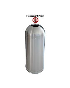 Imprezza DOT15FPSSGL Bullet Dome Open Top Trash Can - 15 Gallon Capacity - 14.5" Dia. x 34" H - Fingerprint Proof Stainless Steel