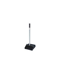 Janisan E204 12" Plastic Lobby Dust Pan with Easy Lock Aluminum Handle 30" - Black