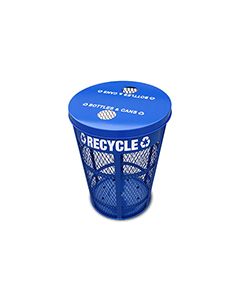 Witt Industries EXP-52NPBL-FTR Expanded Metal Flat Top Recycling Receptacle - 23" Dia. x 33" H - 48 Gallon Capacity - Blue in Color