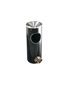 Glaro F192 Mount Everest Ash/Trash Receptacle with Funnel Top - 3 Gallon Capacity - 9" Dia. x 23" H - Satin Aluminum Cover