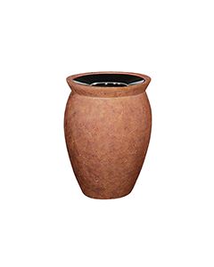 Rubbermaid / United Receptacle FGFGK1924PLWTRC Milan Collection Pescara Open Top Waste Receptacle - 7 Gallon Capacity - 18 1/2" Dia. x 24" H - Weathered Terra-Cotta in color