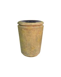 Rubbermaid / United Receptacle FGFGK2736PLSAH Milan Collection Tuscan Fiberglass Open Top Waste Receptacle - 33 Gallon Capacity - 26 1/2" Dia. x 36 1/4" H - Sahara in color