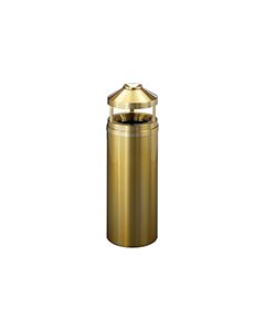 Glaro H1202BE Atlantis "All-Weather" Collection Canopy Top Ash/Trash Receptacle - 12 Gallon Capacity -12" Dia. x 39" H - Satin Brass