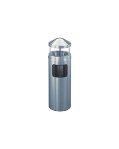 Glaro H1203SA New Yorker Collection Canopy Top Receptacle with Sand Tray - 6 Gallon Capacity - 12" Dia. x 39" H - Satin Aluminum