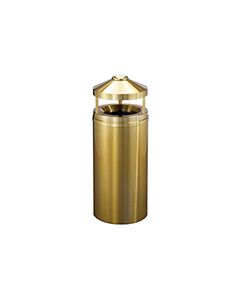 Glaro H1502BE Atlantis "All-Weather" Collection Canopy Top Ash/Trash Receptacle - 16 Gallon Capacity - 15" Dia. x 39" H - Satin Brass