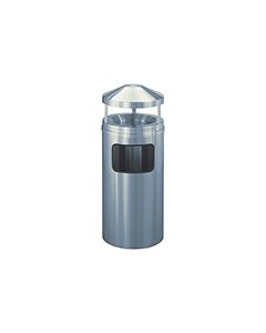 Glaro H1503SA New Yorker Collection Canopy Top Receptacle with Sand Urn - 10 Gallon Capacity - 15" Dia. x 39" H - Satin Aluminum