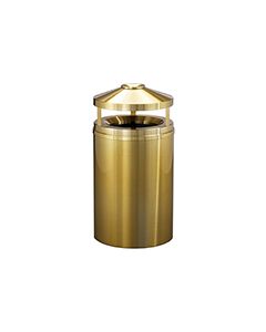 Glaro H2002BE Atlantis "All-Weather" Collection Canopy Top Ash/Trash Receptacle - 33 Gallon Capacity - 20" Dia. x 42" H - Satin Brass