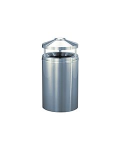 Glaro H2002SA New Yorker Collection Canopy Top Ash/Trash Receptacle - 33 Gallon Capacity - 20" Dia. x 42" H - Satin Aluminum