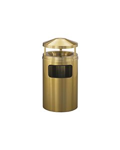 Glaro H2003BE Atlantis "All-Weather" Collection Canopy Top Receptacle with Sand Urn - 17 Gallon Capacity - 20" Dia. x 42" H - Satin Brass