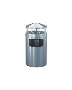 Glaro H2003SA New Yorker Collection Canopy Top Receptacle with Sand Urn - 17 Gallon Capacity - 20" Dia. x 42" H - Satin Aluminum