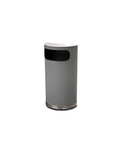 Imprezza HR9SMPL Side Entry Half Round Waste Can - 9 Gallon Capacity - 18" W x 32" H x 9" D - Silver Metallic Body with Chrome Base