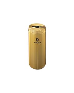 Glaro M1232BE "RecyclePro 1" Receptacle with Multi-Purpose Opening - 12 Gallon Capacity - 12" Dia. x 31" H - Satin Brass