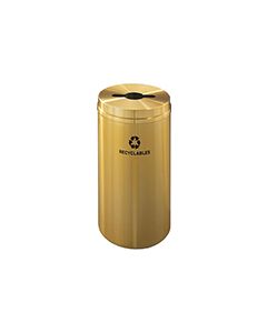 Glaro M1532BE "RecyclePro 1" Receptacle with Multi-Purpose Opening - 16 Gallon Capacity - 15" Dia. x 31" H - Satin Brass