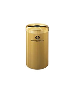 Glaro M1542BE "RecyclePro Value" Receptacle with Multi-Purpose Opening - 23 Gallon Capacity - 15" Dia. x 30" H - Satin Brass