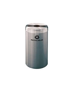 Glaro M1542SA "RecyclePro Value" Receptacle with Multi-Purpose Opening - 23 Gallon Capacity - 15" Dia. x 30" H - Satin Aluminum