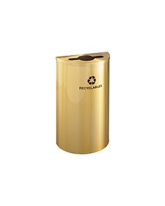 Glaro M1899BE RecyclePro Half Round Receptacle with Multi-Purpose Opening - 14 Gallon Capacity - 30" H x 18" W x 9" D - Satin Brass