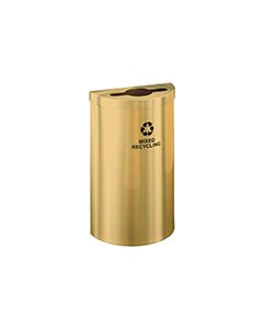 Glaro M1899VBE RecyclePro Value Half Round Receptacle with Multi-Purpose Opening - 16 Gallon Capacity - 30" H x 18" W x 9" D - Satin Brass