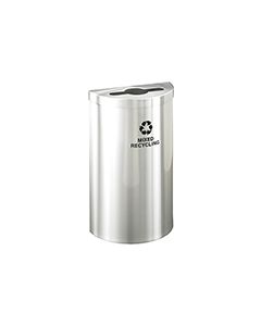 Glaro M1899VSA RecyclePro Value Half Round Receptacle with Multi-Purpose Opening - 16 Gallon Capacity - 30" H x 18" W x 9" D - Satin Aluminum