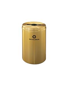 Glaro M2032BE "RecyclePro 1" Receptacle with Multi-Purpose Opening - 33 Gallon Capacity - 20" Dia. x 31" H - Satin Brass