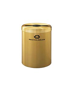 Glaro M2042BE "RecyclePro Value" Receptacle with Multi-Purpose Opening - 41 Gallon Capacity - 20" Dia. x 30" H - Satin Brass