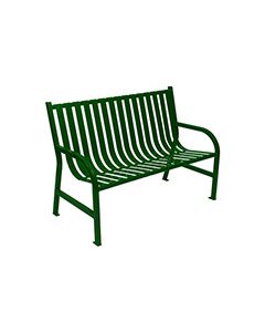 Witt Industries M4-BCH Oakley Collection Slatted Metal Bench - 48" W x 24" D x 34" H - Brown, Black and Green