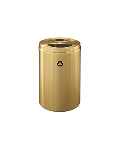 Glaro MT2032BE "RecyclePro 2" Receptacle with Multi-Purpose and Half Round Openings - 33 Gallon Capacity - 20" Dia. x 31" H - Satin Brass