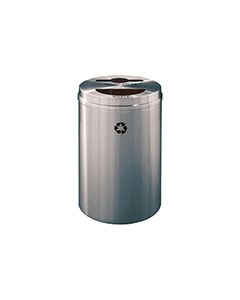 Glaro MT2032SA "RecyclePro 2" Receptacle with Multi-Purpose and Half Round Openings - 33 Gallon Capacity - 20" Dia. x 31" H - Satin Aluminum