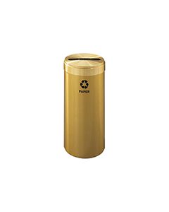 Glaro P1242BE "RecyclePro Value" Receptacle with Slot Opening - 15 Gallon Capacity - 12" Dia. x 30" H - Satin Brass