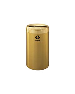 Glaro P1542BE "RecyclePro Value" Receptacle with Slot Opening - 23 Gallon Capacity - 15" Dia. x 30" H - Satin Brass