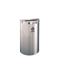 Glaro P1899VSA RecyclePro Value Half Round Receptacle with Slot Opening - 16 Gallon Capacity - 30" H x 18" W x 9" D - Satin Aluminum