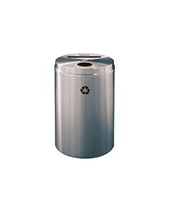 Glaro PC2032SA "RecyclePro 2" Receptacle with Paper Slot and Round Opening - 33 Gallon Capacity - 20" Dia. x 31" H - Satin Aluminum