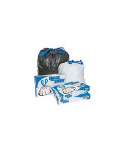 Pitt Plastics DT44K 40-45 Gallon Quick Draw Drawstring Can Liners - Black in Color - 37 x 46 - 1.2 Mil - 100 per case - Interleaved