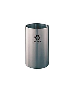 Glaro RO1223SA RecyclePro Wastebasket - 11 Gallon Capacity - 12" Dia. x 23" H - Satin Aluminum