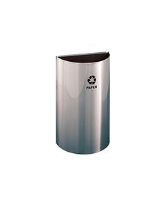 Glaro RO1899SA RecyclePro Half Round Open Top Receptacle - 16 Gallon Capacity - 18" W x 9" D x 29" H - Satin Aluminum