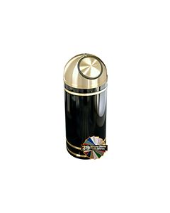 Glaro S1255 Monte Carlo Collection Dome Top Receptacle - 8 Gallon Capacity - 12" Dia. x 30" H - Satin Brass Accents