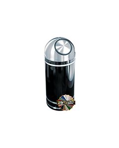 Glaro S1256 Monte Carlo Collection Dome Top Receptacle - 8 Gallon Capacity - 12" Dia. x 30" H - Satin Aluminum Accents