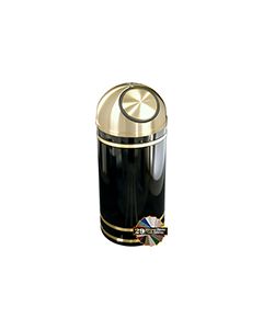 Glaro S1555 Monte Carlo Collection Dome Top Receptacle - 16 Gallon Capacity - 15" Dia. x 36" H - Satin Brass Accents