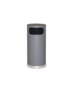 Rubbermaid / United Receptacle SO17SCGR Crowne Collection Waste Receptacle - 15 Gallon Capacity - 15" Dia. x 33.5" H - Disposal Opening is 11" W x 5" H - Gray Body with Chrome Accents