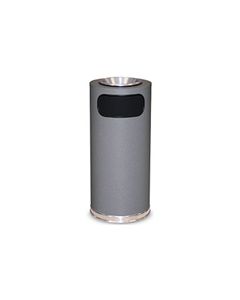 Rubbermaid / United Receptacle SO17SUSCGR Crowne Collection Waste Receptacle - 15 Gallon Capacity - 15" Dia. x 33.5" H - Disposal Opening is 11" W x 5" H - Gray Textured Base with Chrome Accents