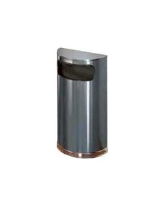 Rubbermaid / United Receptacle SO8-20A European Designer Line Half Round Waste Receptacle - Anthracite with Mirror Chrome - 9 Gallon Capacity - 18" W x 32" H x 9" D - Disposal Opening is 15" W x 5" H