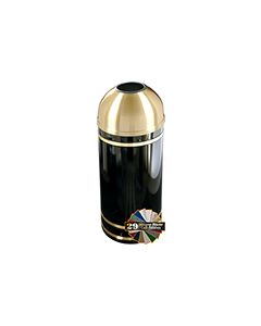 Glaro T1255 Monte Carlo Collection Open Dome Top Receptacle - 8 Gallon Capacity - 12" Dia. x 30" H - Satin Brass Accents