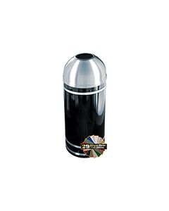 Glaro T1256 Monte Carlo Collection Open Dome Top Receptacle - 8 Gallon Capacity - 12" Dia. x 30" H - Satin Aluminum Accents